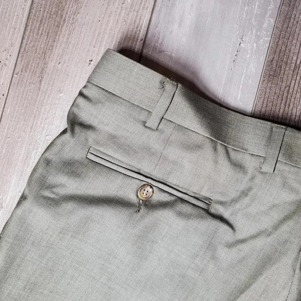 Men's Custom Tailored Cuffed Dress Pants Size 38x34 EUC Tan Beige Khaki